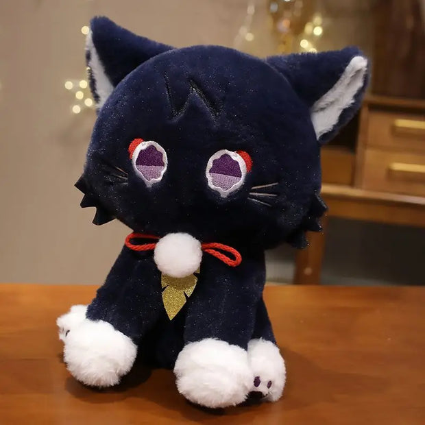 Genshin Impact Black Scaramouche Cat Fluffy Impact Wanderer Pet Plush Toys Cosplay Doll Soft Stuffed Pillow