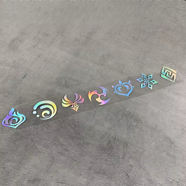 Genshin Impact 7 Element Laser Stickers DIY Decals Sticker for Computer Luggage Skateboard Motorcycle Toys