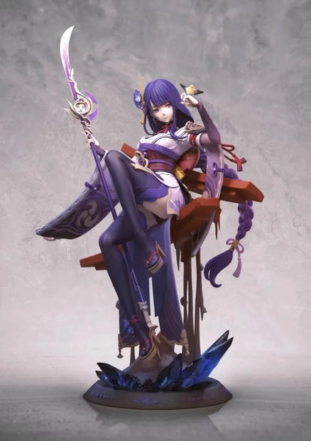 Game Genshin Impact Figure Raiden Shogun Figures Sexy Girl Beelzebul Figurine Pvc Sitting Posture Collection Statue Toys Gift