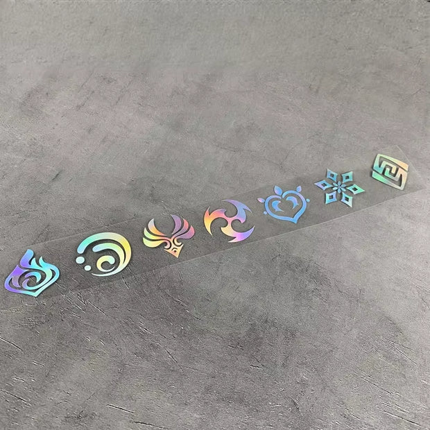Genshin Impact 7 Element Laser Stickers DIY Decals Sticker for Computer Luggage Skateboard Motorcycle Toys