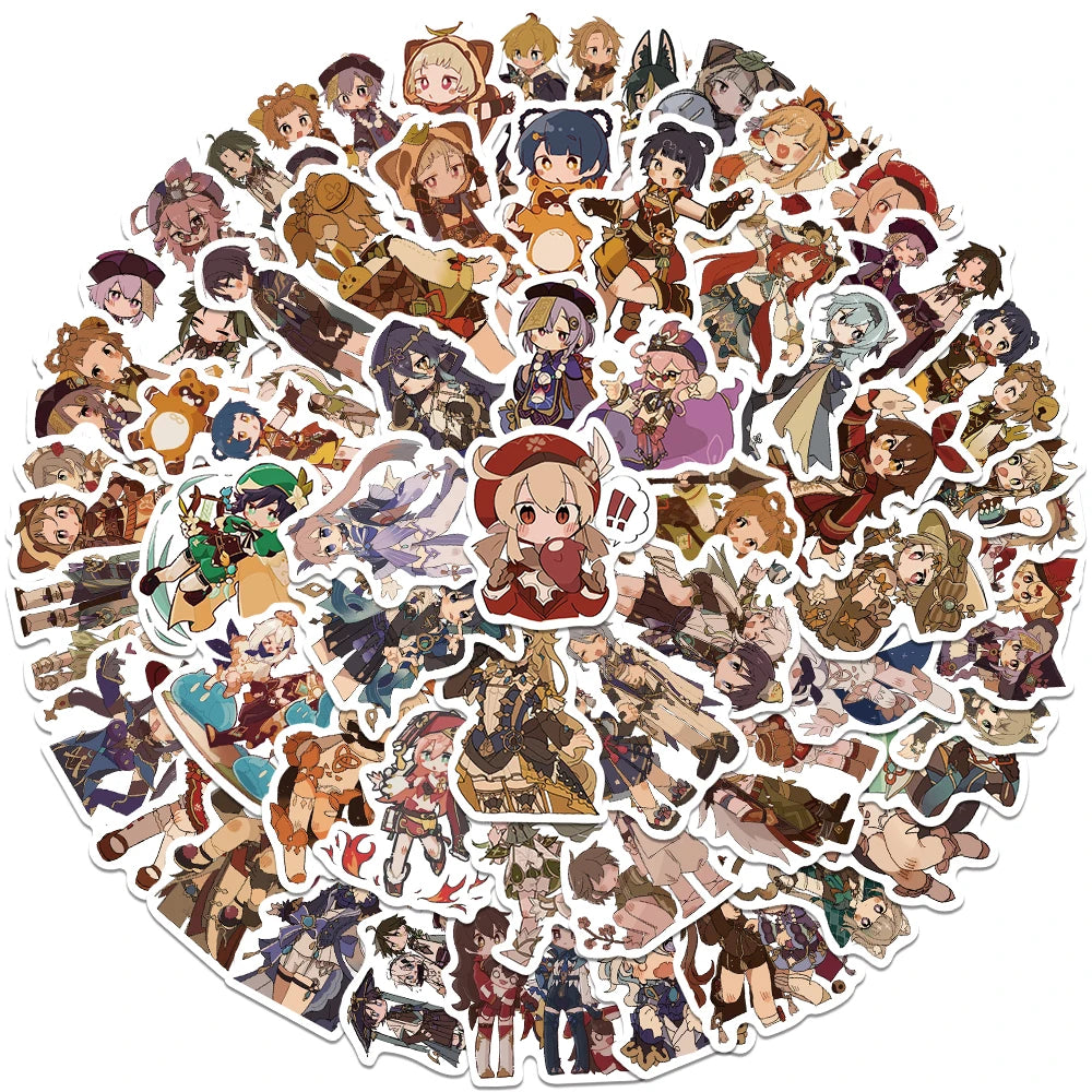 🌈 Genshin Impact Sticker Pack – 50+ Adorable Chibi Characters!