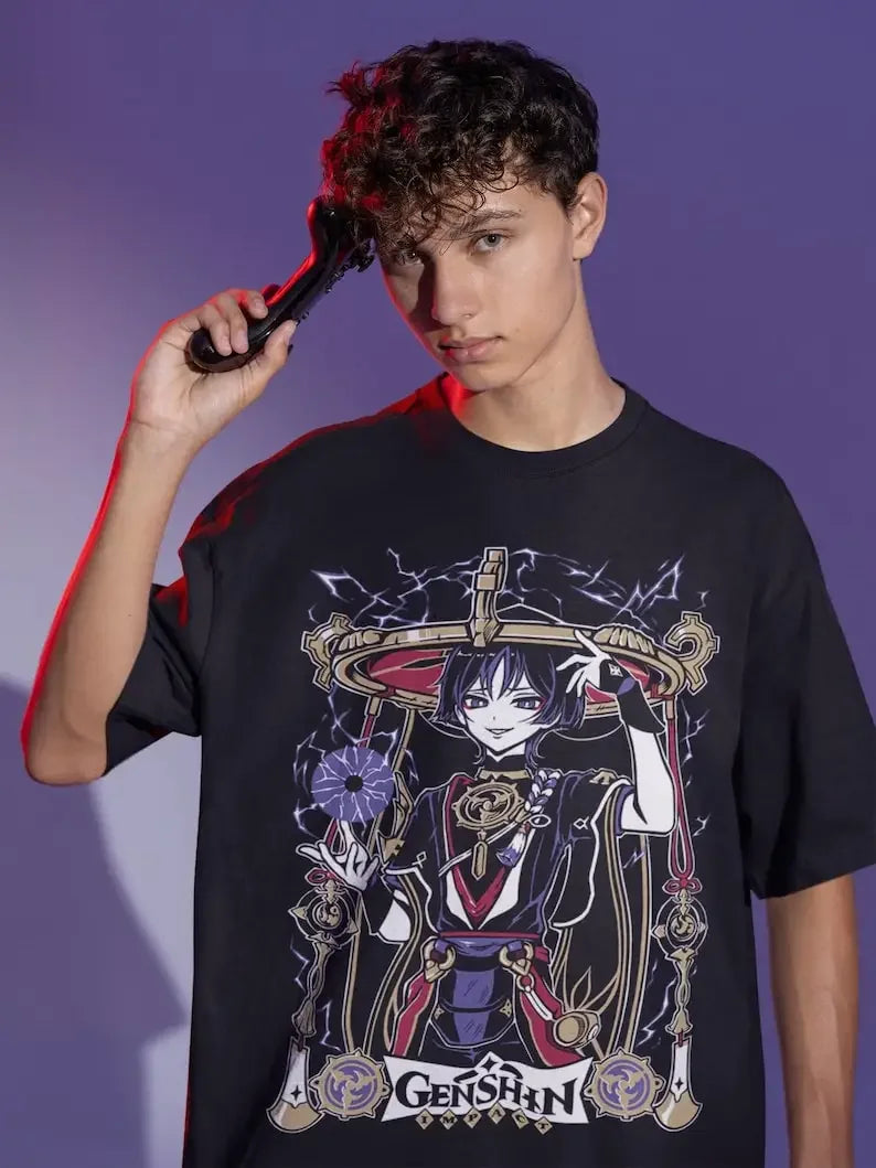 Electro Rebellion: Scaramouche Genshin Shirt