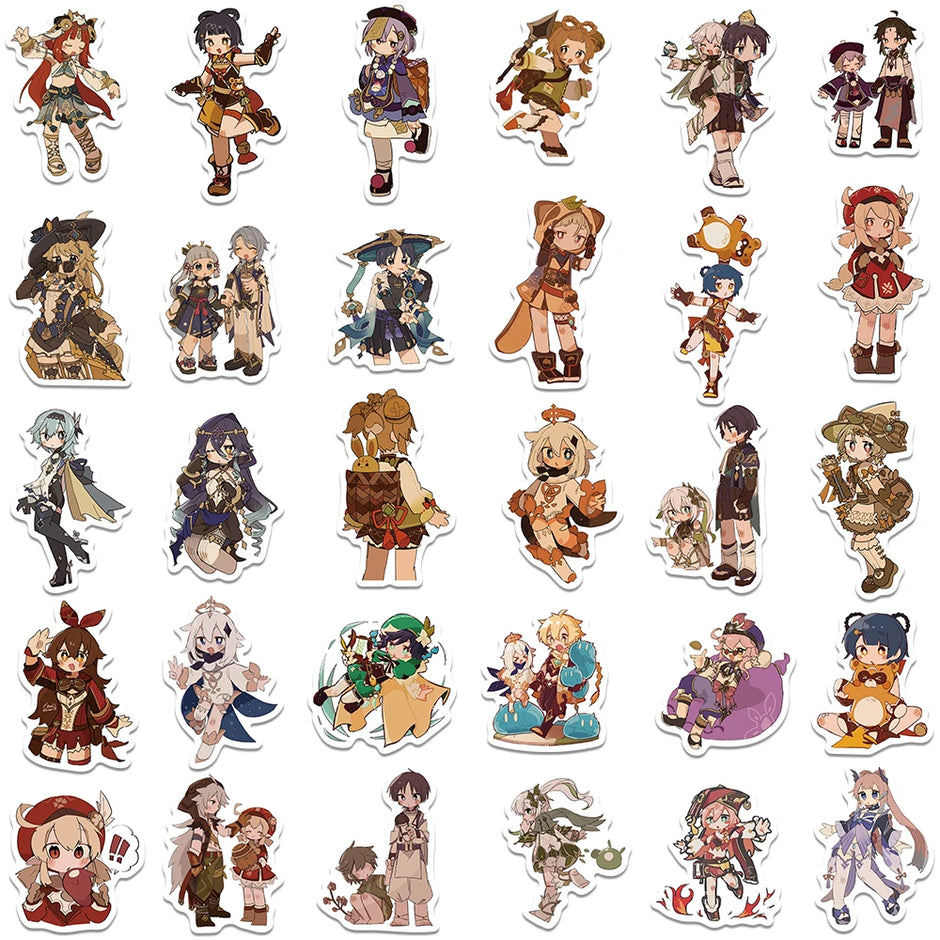🌈 Genshin Impact Sticker Pack – 50+ Adorable Chibi Characters!
