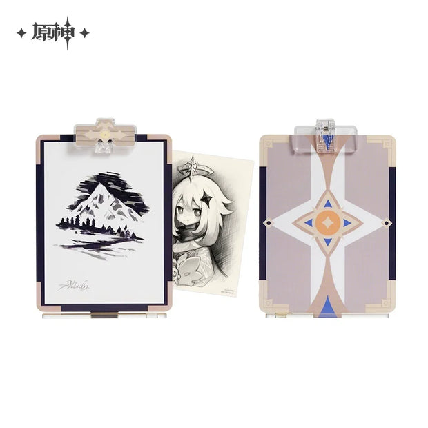 ✨ Official miHoYo Albedo Art Set – Collector's Clipboard + Chibi Badge + Paimon Sketch