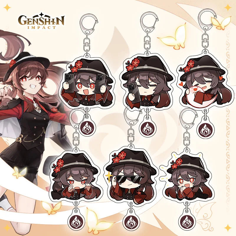 Hu Tao Keychain Set 🔥 | 6x Expressions of Pure Chaos