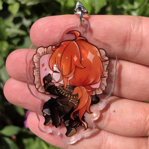 😴 "Sweet Dreams, Teyvat" – Genshin Chibi Sleepy Keychain Set