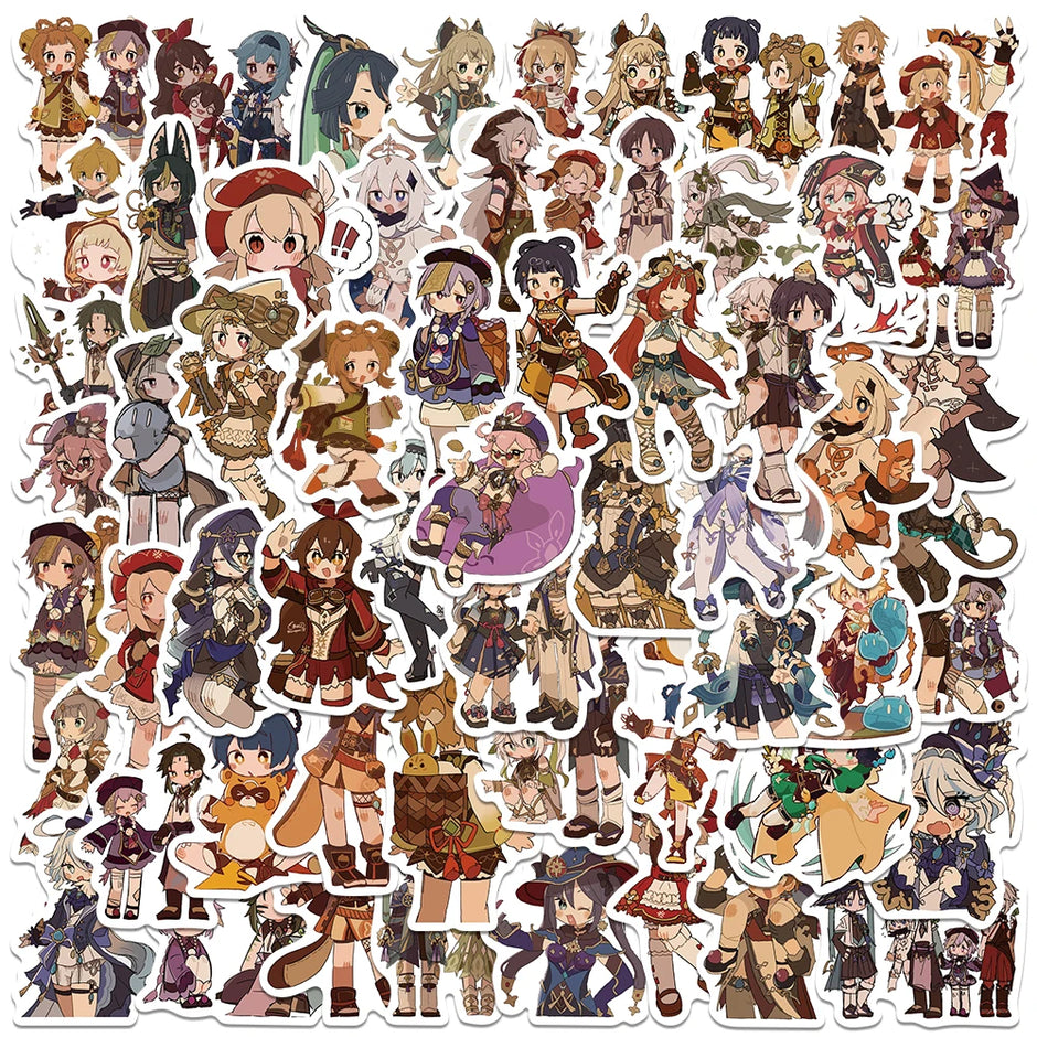 🌈 Genshin Impact Sticker Pack – 50+ Adorable Chibi Characters!