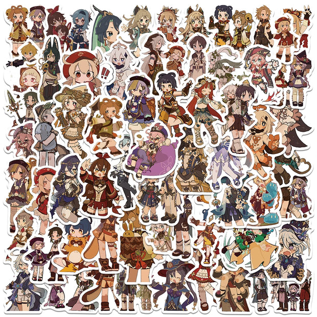 🌈 Genshin Impact Sticker Pack – 50+ Adorable Chibi Characters!