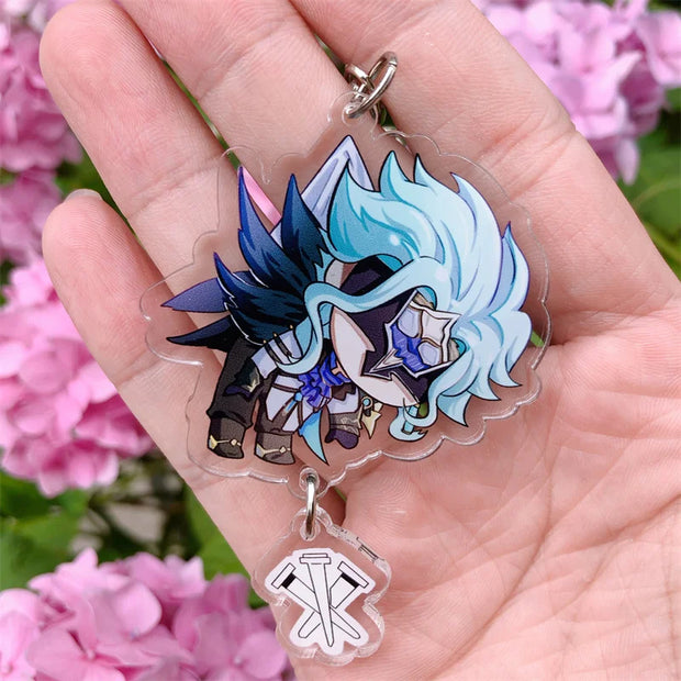 Game GENSHIN IMPACT Fatui Pierro Doctor Dottore Regrator Pantalone Cosplay COSTUME Acrylic Keychain Key Chain Accessories Prop